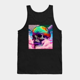 Skull Colorful Rainbow Clouds Tank Top